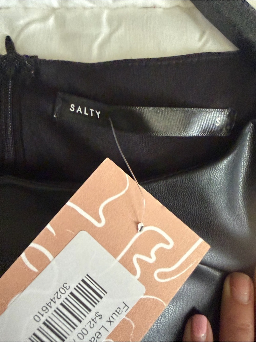 Salty Black Faux Leather Long-Sleeve Cropped Top - Picture 6 of 9